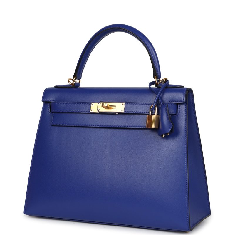Hermes Kelly Sellier 28 Bleu Electric Tadelakt Gold Hardware - Image 3