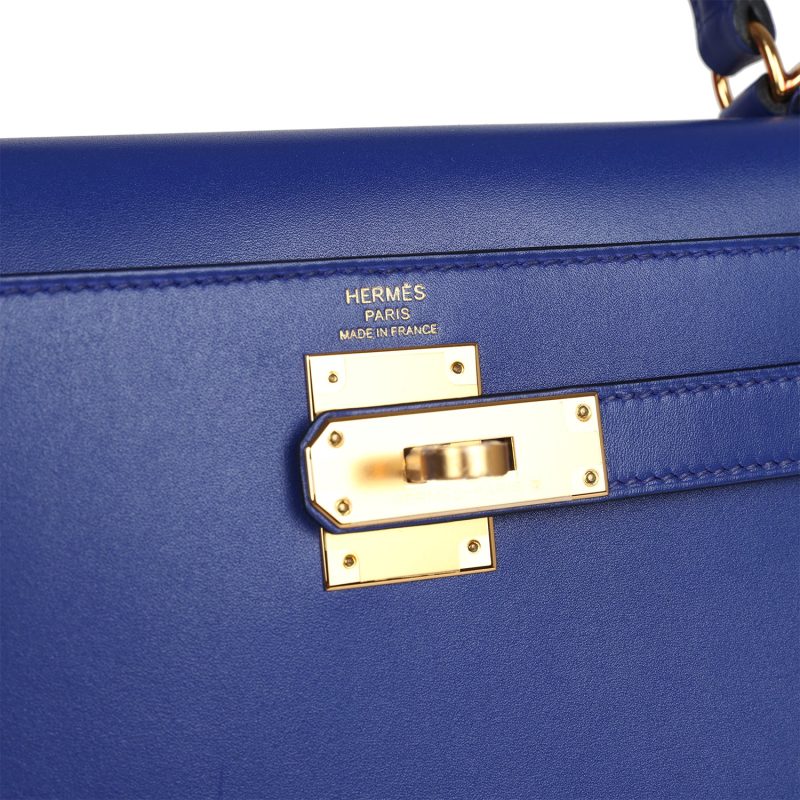 Hermes Kelly Sellier 28 Bleu Electric Tadelakt Gold Hardware - Image 7