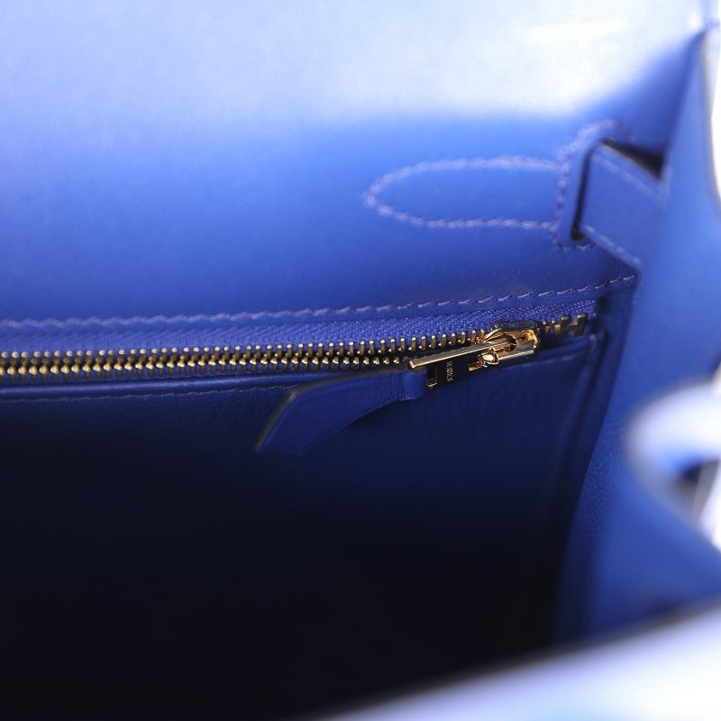 Hermes Kelly Sellier 28 Bleu Electric Tadelakt Gold Hardware - Image 9