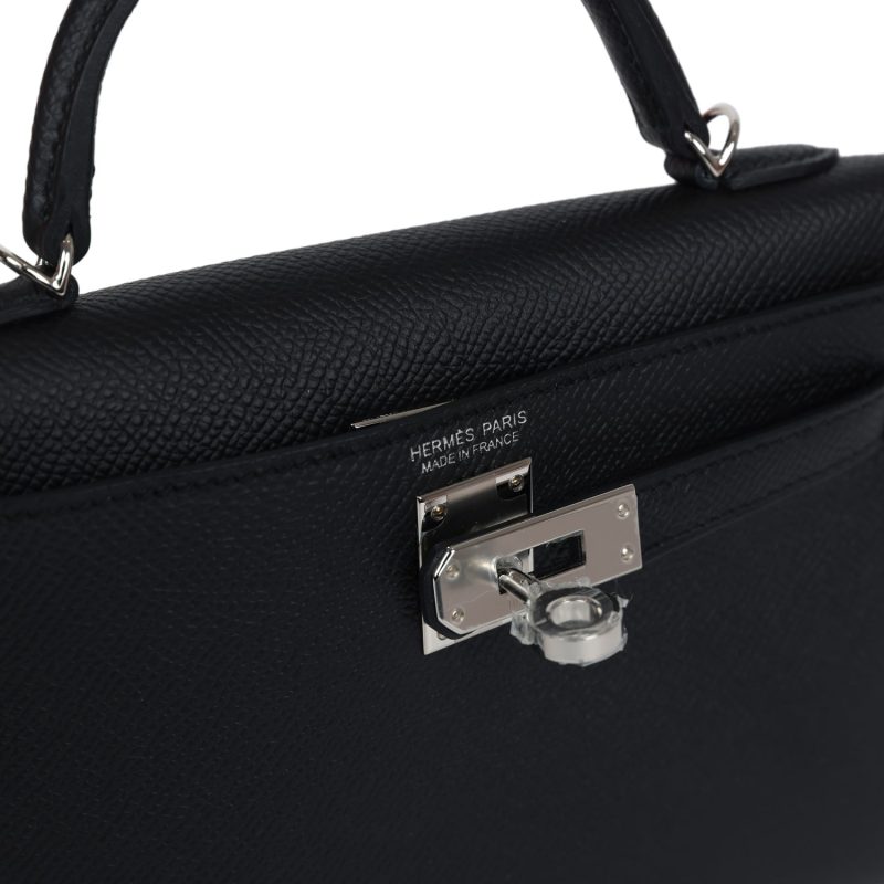 Hermes Kelly Sellier 20 Black Epsom Palladium Hardware - Image 7