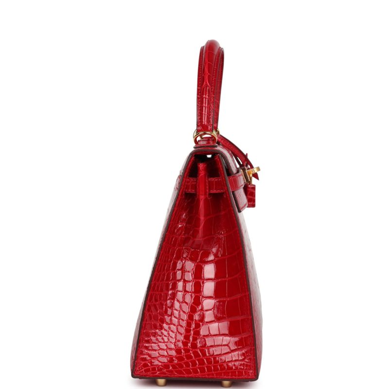 Hermes Kelly Sellier 25 Braise Shiny Alligator Mississippiensis Gold Hardware - Image 3