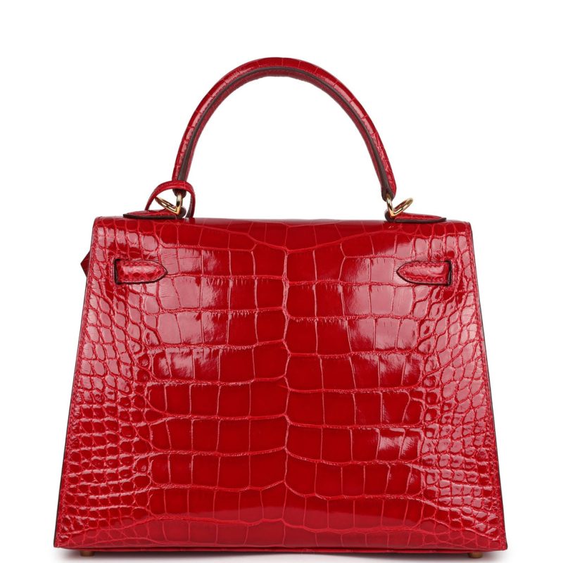 Hermes Kelly Sellier 25 Braise Shiny Alligator Mississippiensis Gold Hardware - Image 4