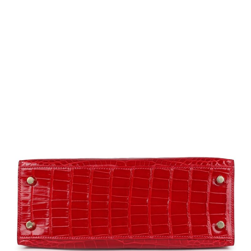 Hermes Kelly Sellier 25 Braise Shiny Alligator Mississippiensis Gold Hardware - Image 5