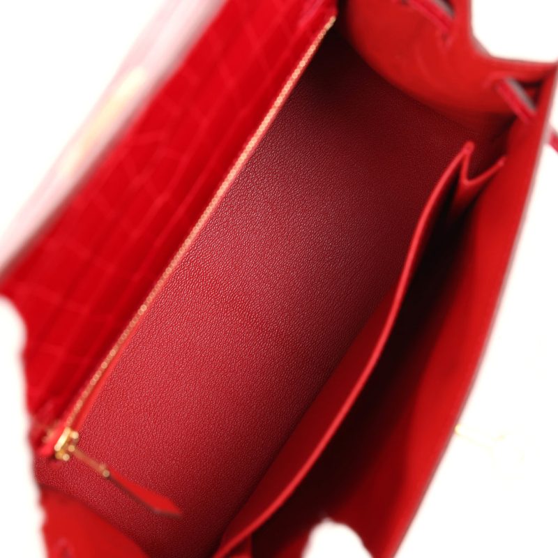 Hermes Kelly Sellier 25 Braise Shiny Alligator Mississippiensis Gold Hardware - Image 7