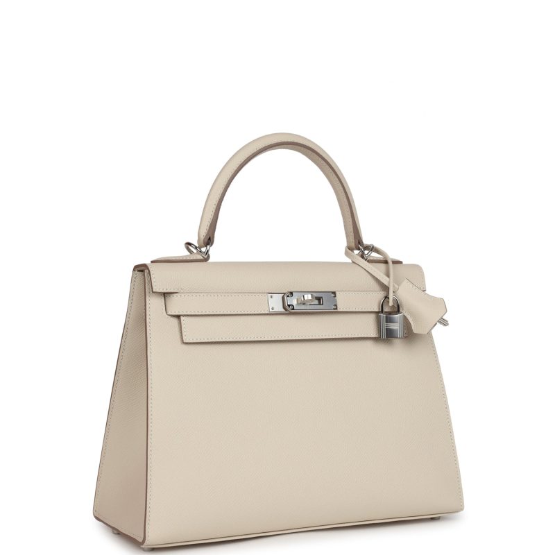 Hermes Kelly Sellier 28 Craie Epsom Palladium Hardware - Image 3
