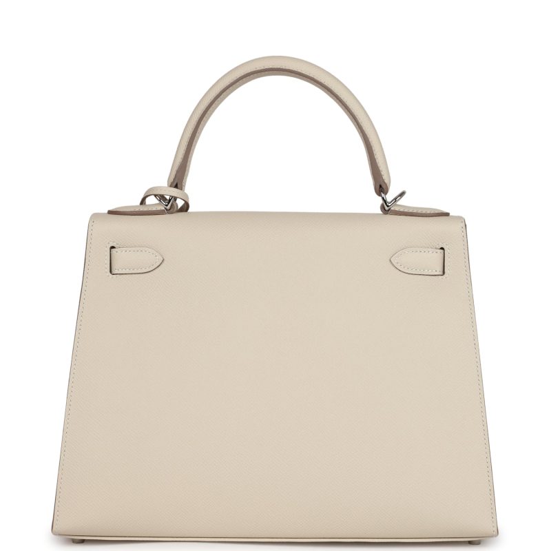 Hermes Kelly Sellier 28 Craie Epsom Palladium Hardware - Image 5