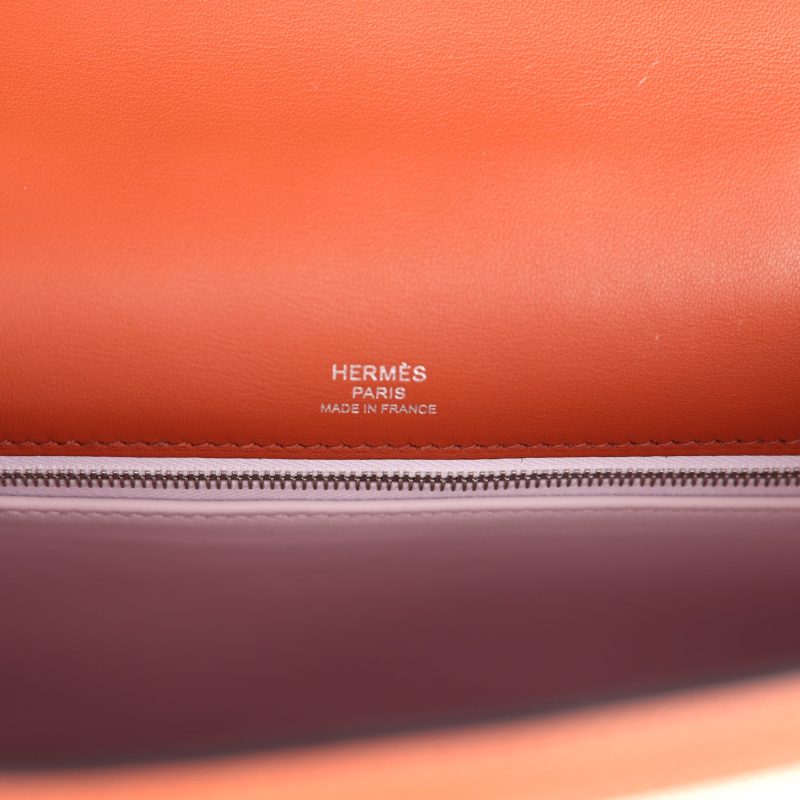 Hermes Kelly Sellier 28 Cuivre Swift and Ecru Toile H Palladium Hardware - Image 7