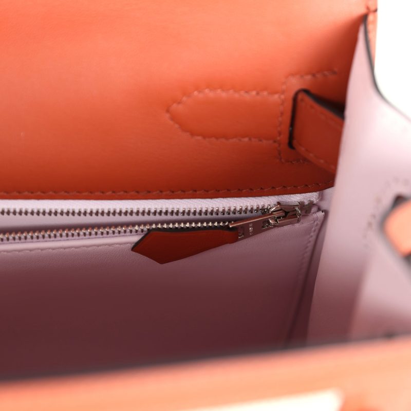 Hermes Kelly Sellier 28 Cuivre Swift and Ecru Toile H Palladium Hardware - Image 8