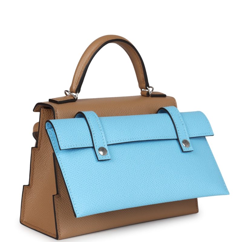 Hermes “Quelle Idolle” Picto Kelly Doll Chai/Mauve Sylvestre/Bleu Celeste/Terre Battue Epsom Palladium Hardware - Image 8