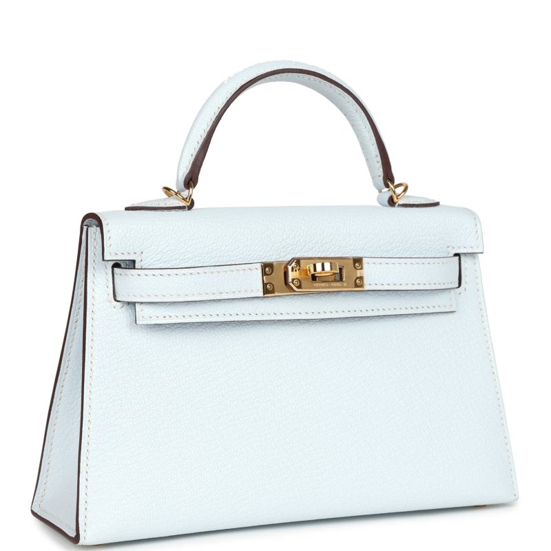 Hermes Kelly Sellier 20 Bleu Brume Chevre Gold Hardware - Image 2