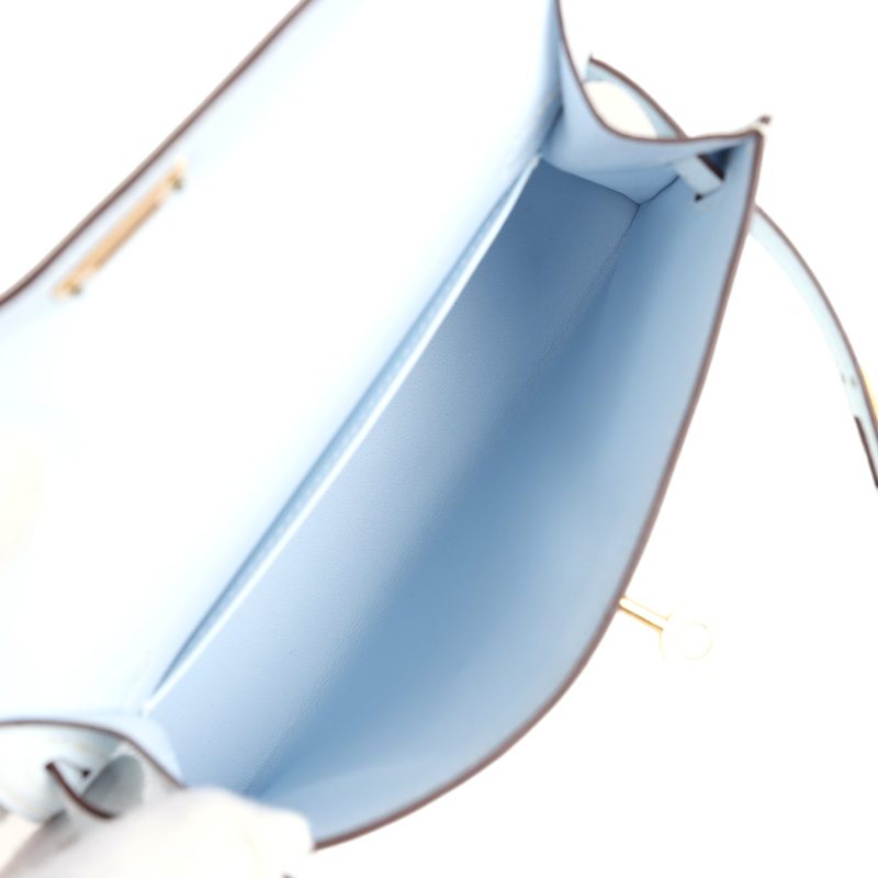 Hermes Kelly Sellier 20 Bleu Brume Chevre Gold Hardware - Image 7