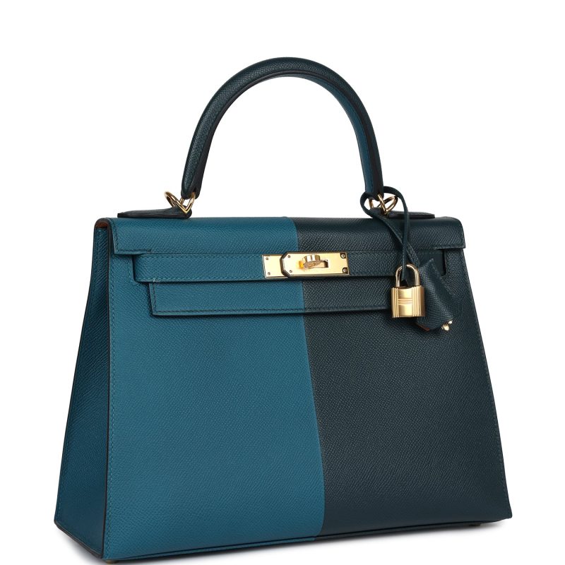 Hermes Kelly Sellier 28 Casaque Vert Cypres and Vert Bosphore Epsom Gold Hardware - Image 2