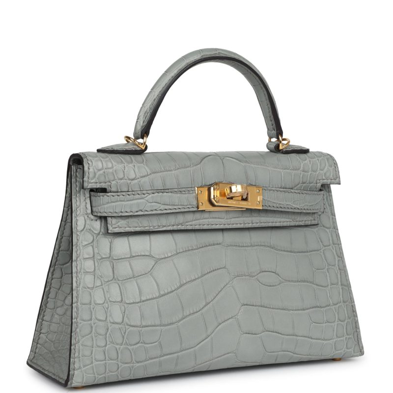 Hermes Kelly Sellier 20 Gris Ciment Matte Alligator Gold Hardware - Image 2