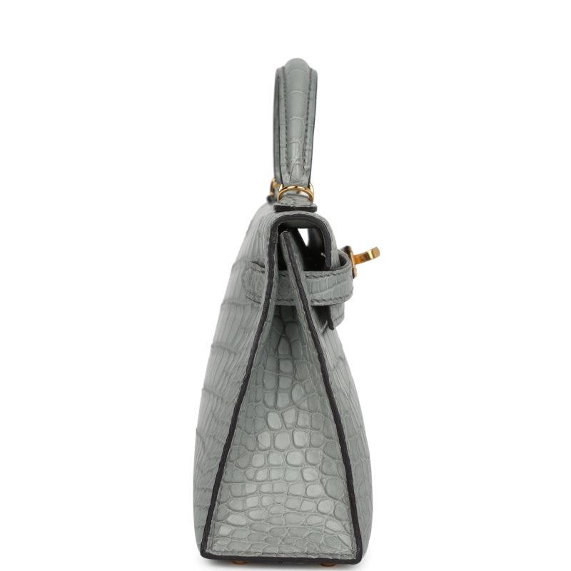 Hermes Kelly Sellier 20 Gris Ciment Matte Alligator Gold Hardware - Image 4