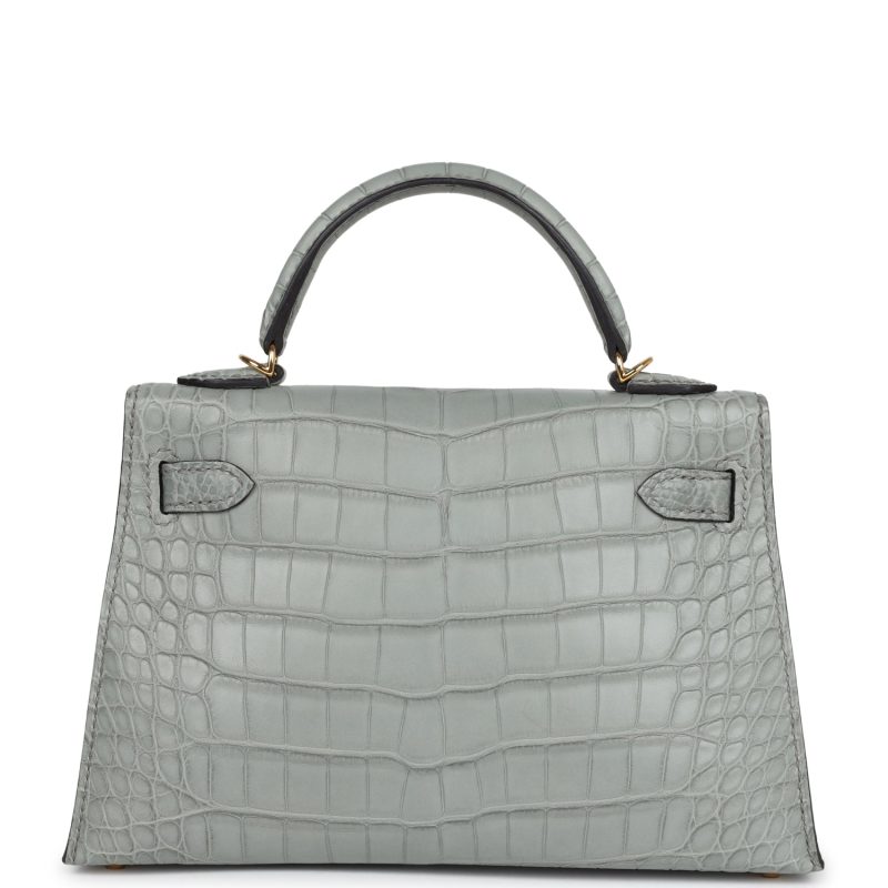 Hermes Kelly Sellier 20 Gris Ciment Matte Alligator Gold Hardware - Image 5