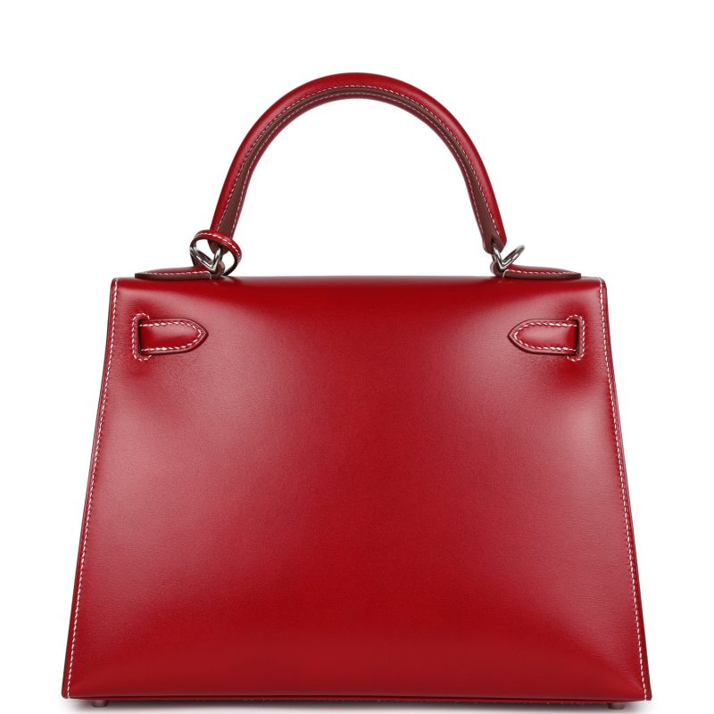 Hermes Kelly Sellier 28 Rouge Piment Box Palladium Hardware - Image 5