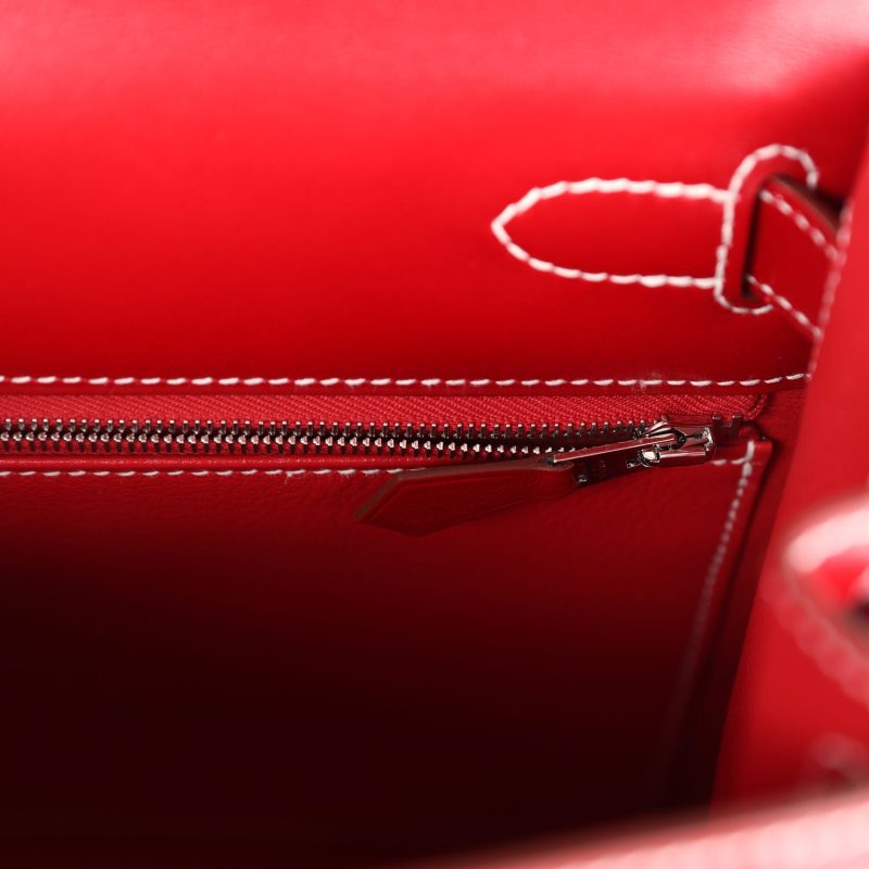 Hermes Kelly Sellier 28 Rouge Piment Box Palladium Hardware - Image 9