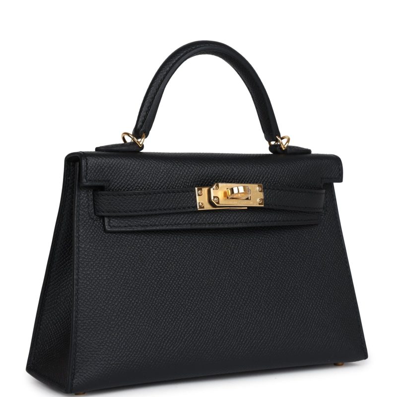 Hermes Kelly Sellier 20 Black Epsom Gold Hardware - Image 2