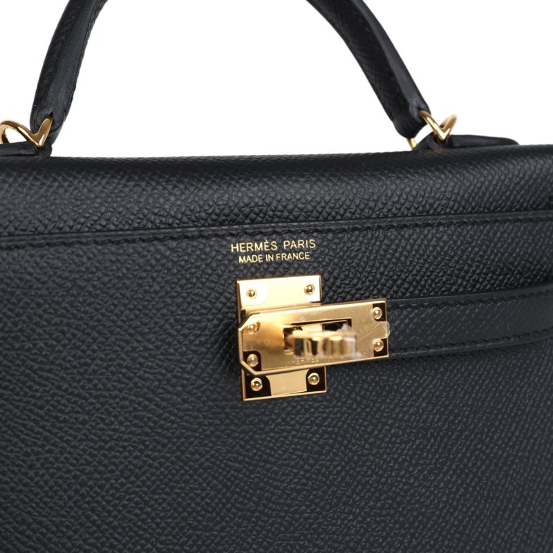 Hermes Kelly Sellier 20 Black Epsom Gold Hardware - Image 7