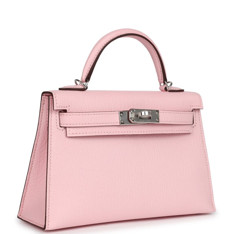 Hermes Kelly Sellier 20 Rose Sakura Chevre Mysore Palladium Hardware - Image 2