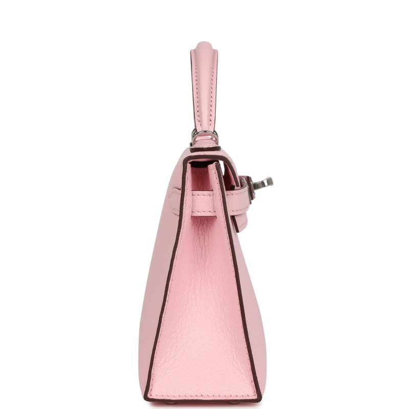 Hermes Kelly Sellier 20 Rose Sakura Chevre Mysore Palladium Hardware - Image 4