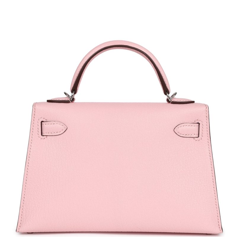 Hermes Kelly Sellier 20 Rose Sakura Chevre Mysore Palladium Hardware - Image 5