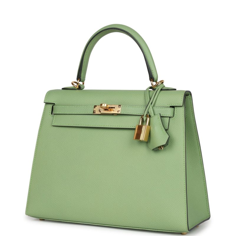 Hermes Kelly Sellier 25 Vert Criquet Epsom Gold Hardware - Image 3
