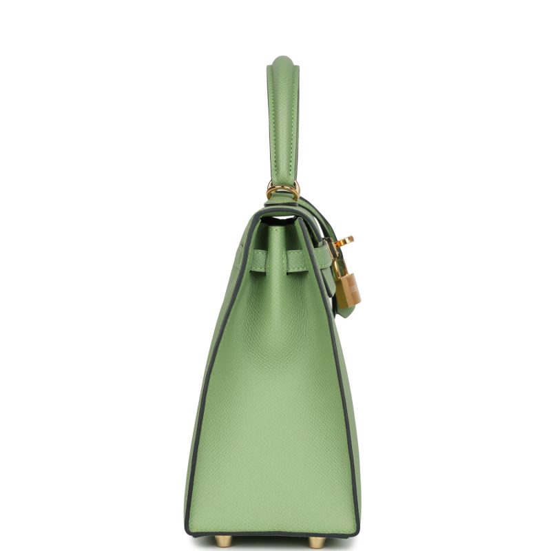 Hermes Kelly Sellier 25 Vert Criquet Epsom Gold Hardware - Image 4