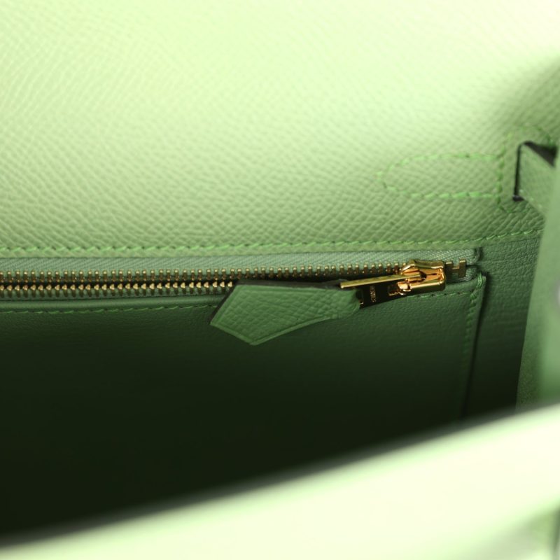 Hermes Kelly Sellier 25 Vert Criquet Epsom Gold Hardware - Image 9