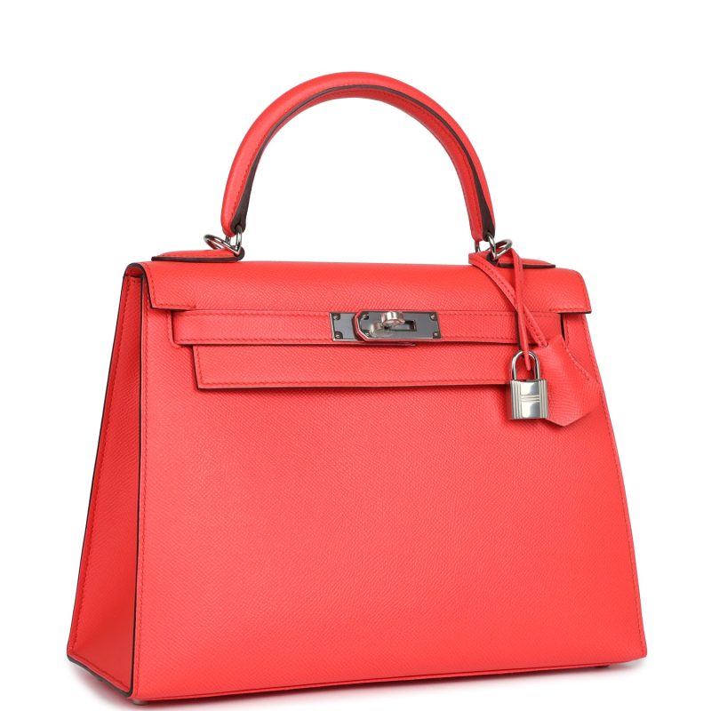 Hermes Kelly Sellier 28 Rose Texas Epsom Palladium Hardware - Image 2
