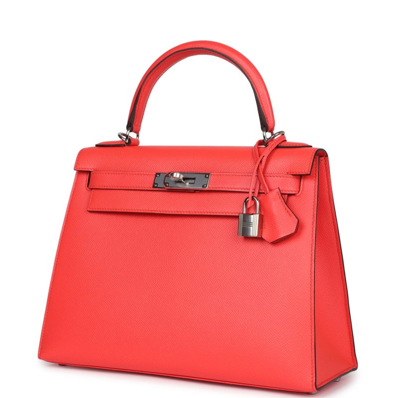 Hermes Kelly Sellier 28 Rose Texas Epsom Palladium Hardware - Image 3
