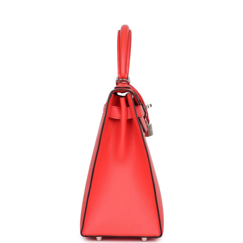 Hermes Kelly Sellier 28 Rose Texas Epsom Palladium Hardware - Image 4