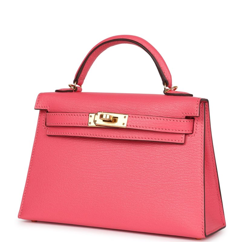 Hermes Kelly Sellier 20 Rose Azalee Chevre Mysore Gold Hardware - Image 3