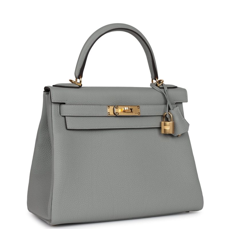 Hermes Kelly Retourne 28 Gris Mouette Togo Gold Hardware - Image 2