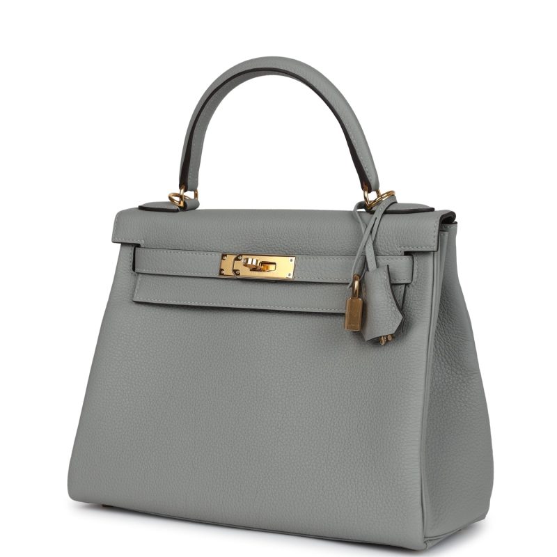 Hermes Kelly Retourne 28 Gris Mouette Togo Gold Hardware - Image 3