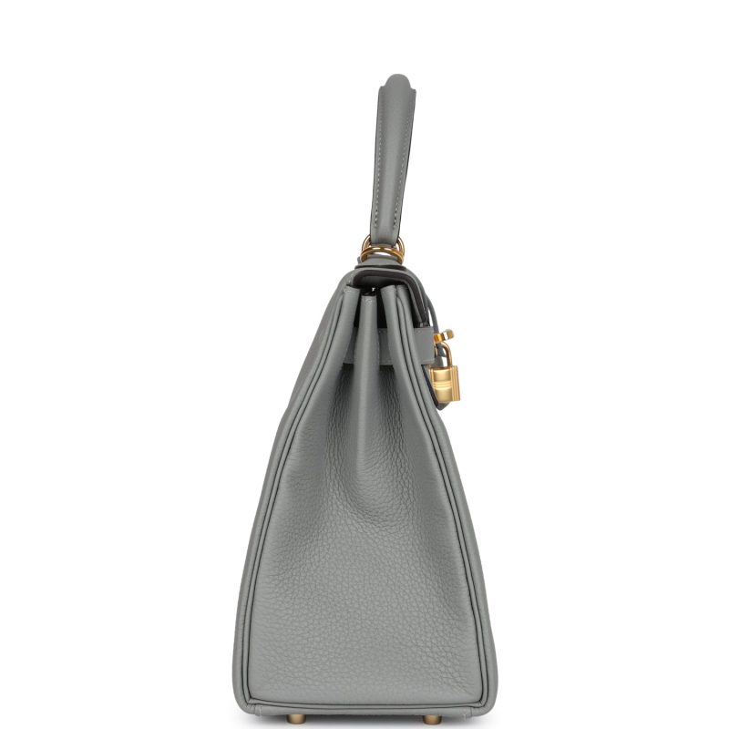 Hermes Kelly Retourne 28 Gris Mouette Togo Gold Hardware - Image 4