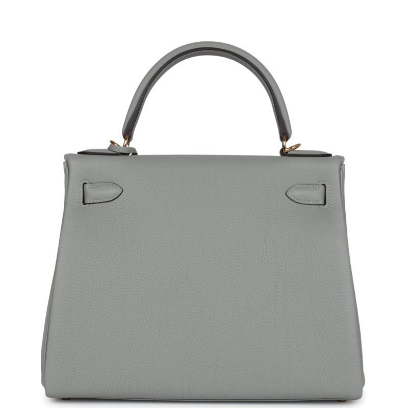 Hermes Kelly Retourne 28 Gris Mouette Togo Gold Hardware - Image 5