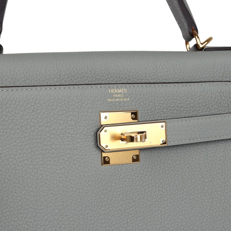 Hermes Kelly Retourne 28 Gris Mouette Togo Gold Hardware - Image 7