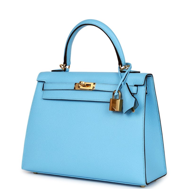 Hermes Kelly Sellier 25 Celeste Epsom Gold Hardware - Image 3