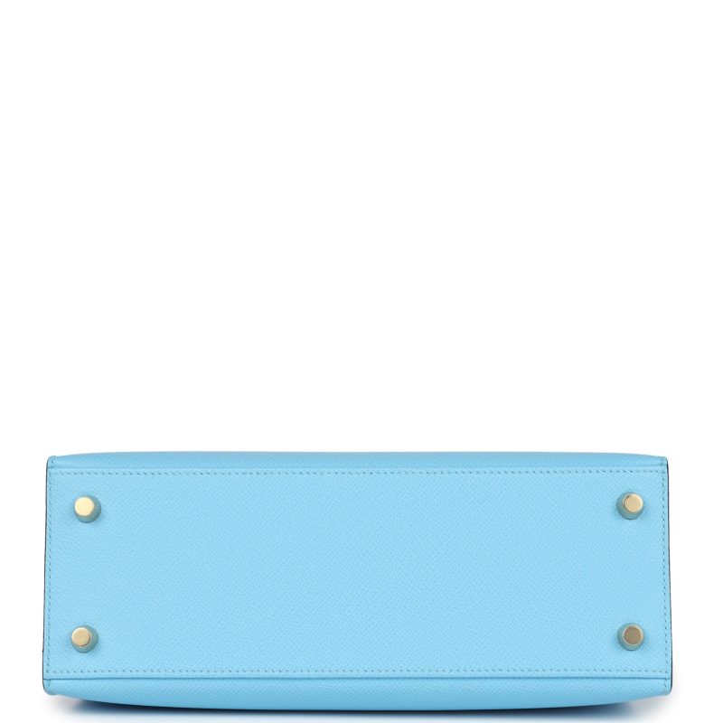 Hermes Kelly Sellier 25 Celeste Epsom Gold Hardware - Image 6