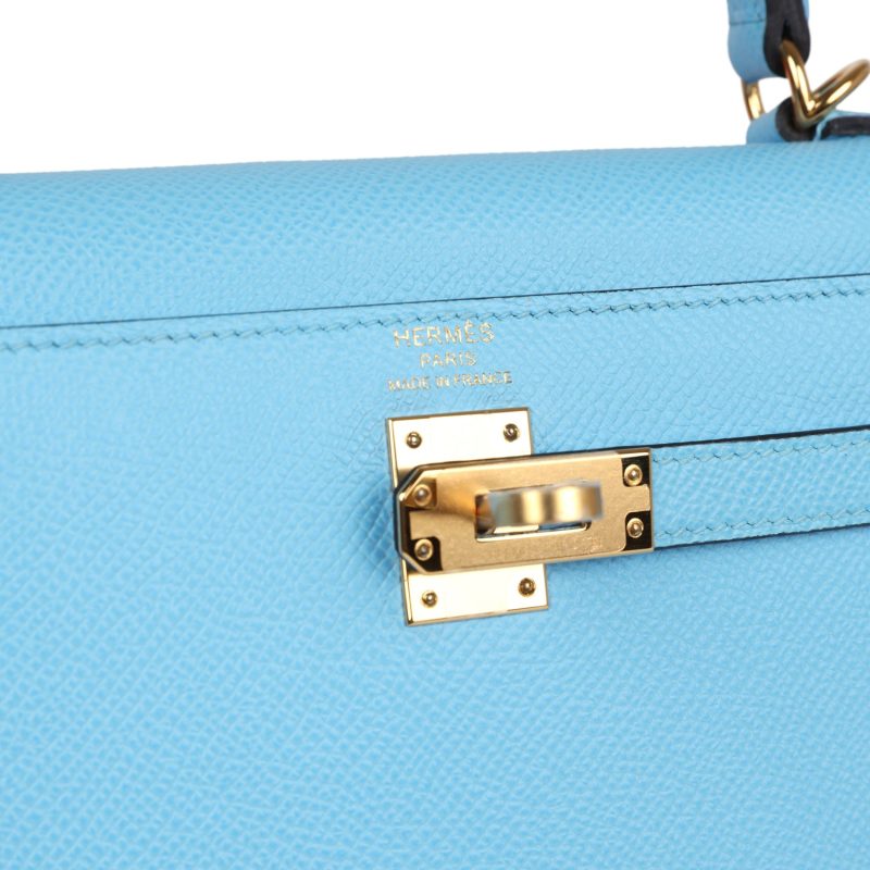 Hermes Kelly Sellier 25 Celeste Epsom Gold Hardware - Image 7