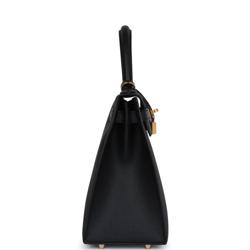 Hermes Kelly Sellier 28 Black Epsom Gold Hardware - Image 4