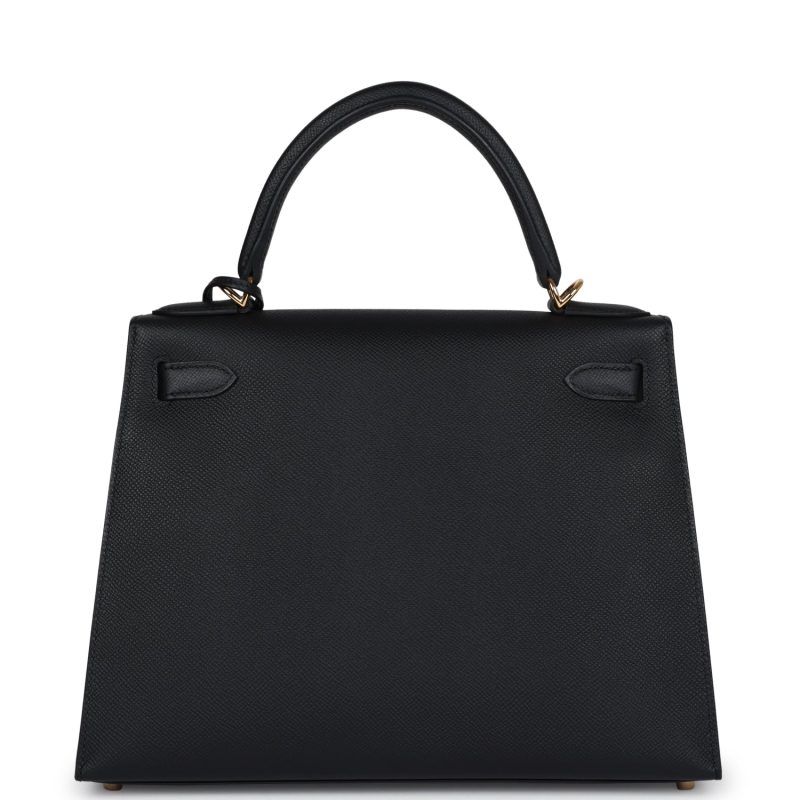 Hermes Kelly Sellier 28 Black Epsom Gold Hardware - Image 5