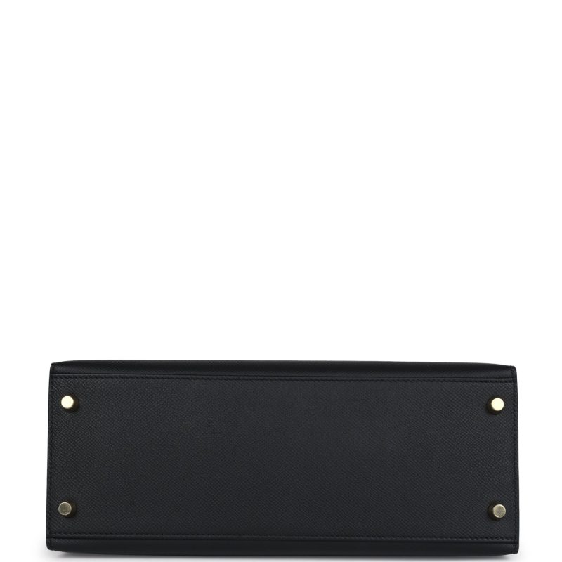 Hermes Kelly Sellier 28 Black Epsom Gold Hardware - Image 6