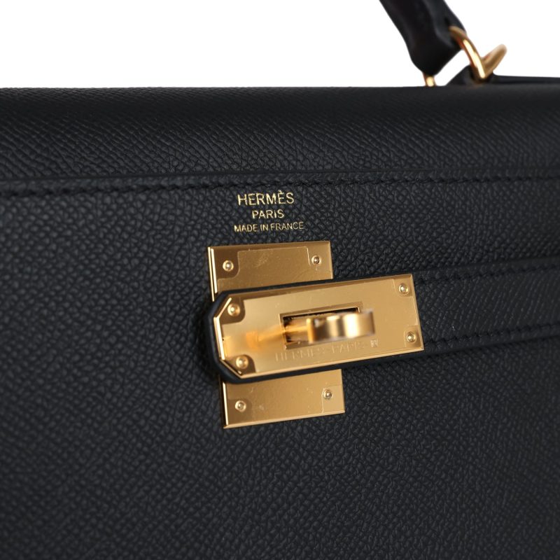 Hermes Kelly Sellier 28 Black Epsom Gold Hardware - Image 7