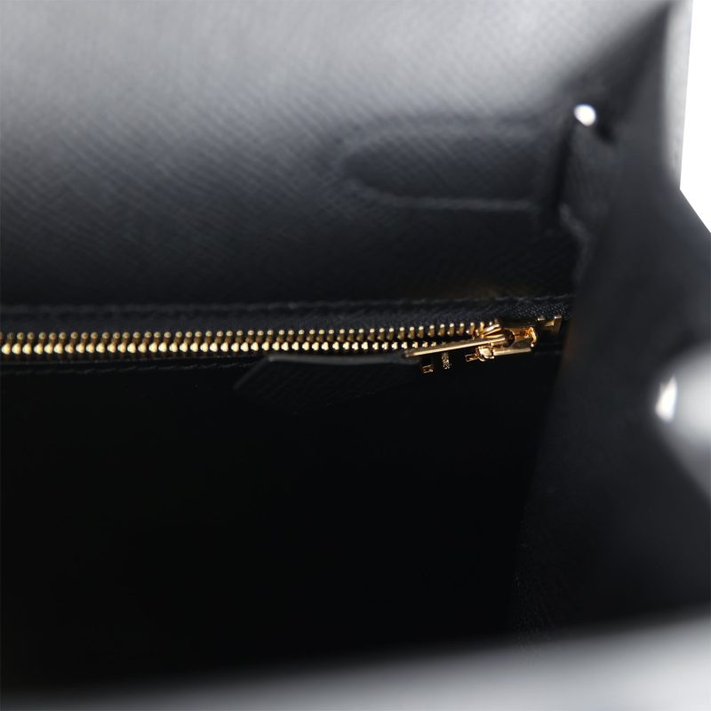 Hermes Kelly Sellier 28 Black Epsom Gold Hardware - Image 9