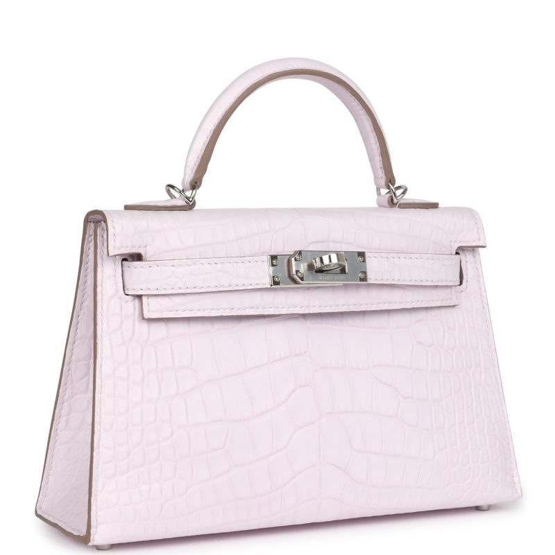 Hermes Kelly Sellier 20 Mauve Pale Boreal Satin Alligator Palladium Hardware - Image 2