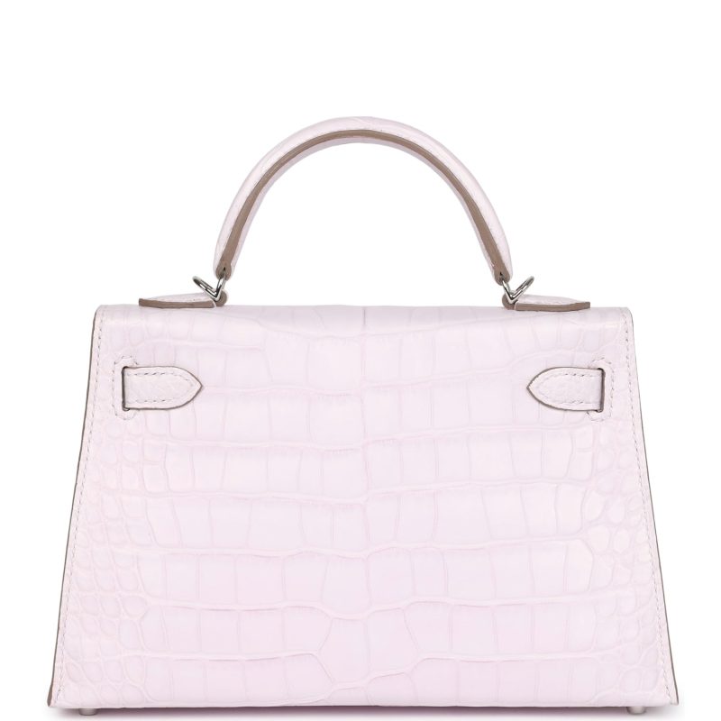 Hermes Kelly Sellier 20 Mauve Pale Boreal Satin Alligator Palladium Hardware - Image 5