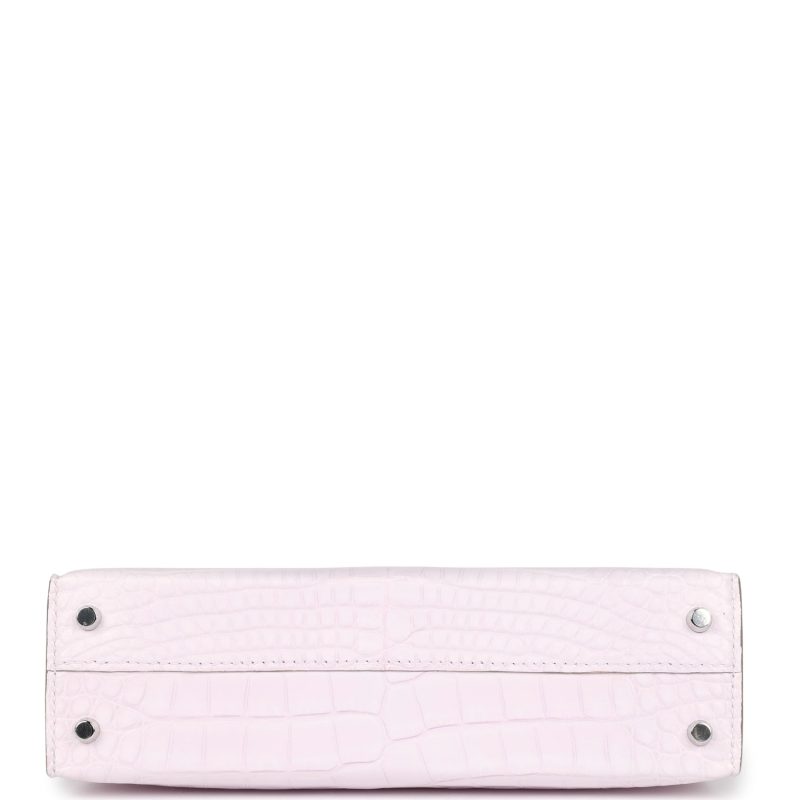 Hermes Kelly Sellier 20 Mauve Pale Boreal Satin Alligator Palladium Hardware - Image 6