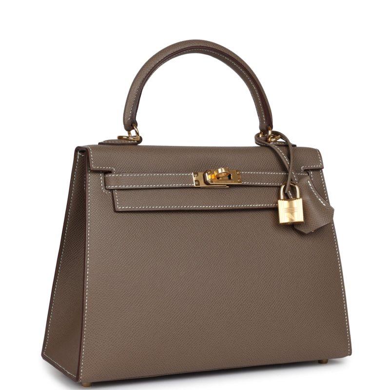 Hermes Kelly Sellier 25 Etoupe Epsom Gold Hardware - Image 2